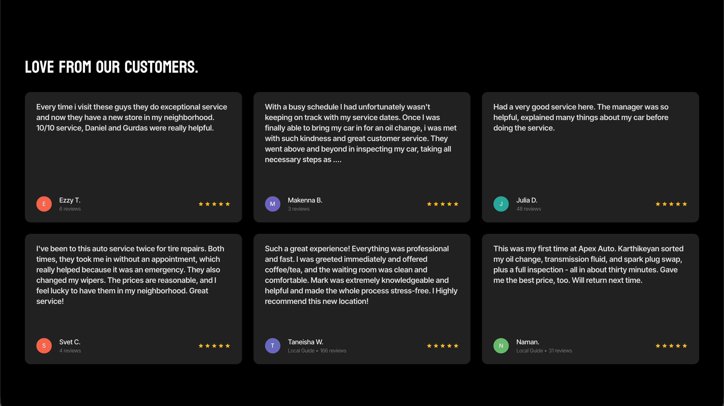 Testimonials, Desktop